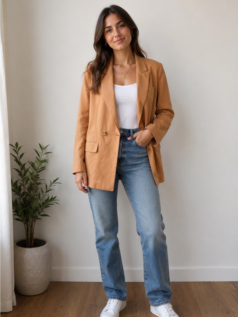ACOA Peach Blazer Pockets Preppy Academia Size XL